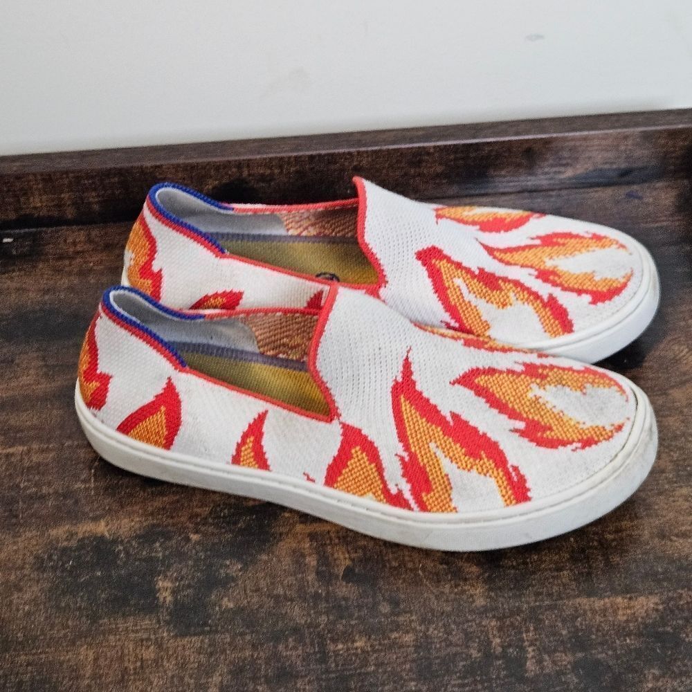 Rothy's The Kids Sneaker Flames Slip On Flats Shoes Big Kid Size 4